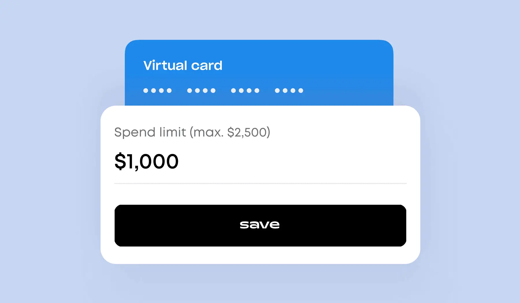 Oxygen virtual cards showing 1000 dollar spend